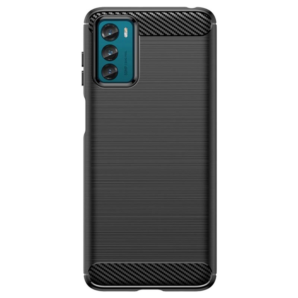 Husa pentru Motorola Moto G42, SKYDDAR INNOVATION, Carbon Silicone, din Silicon Slim, cu textura Fibra Carbon, set cu sticker, Negru - 1 | YEO