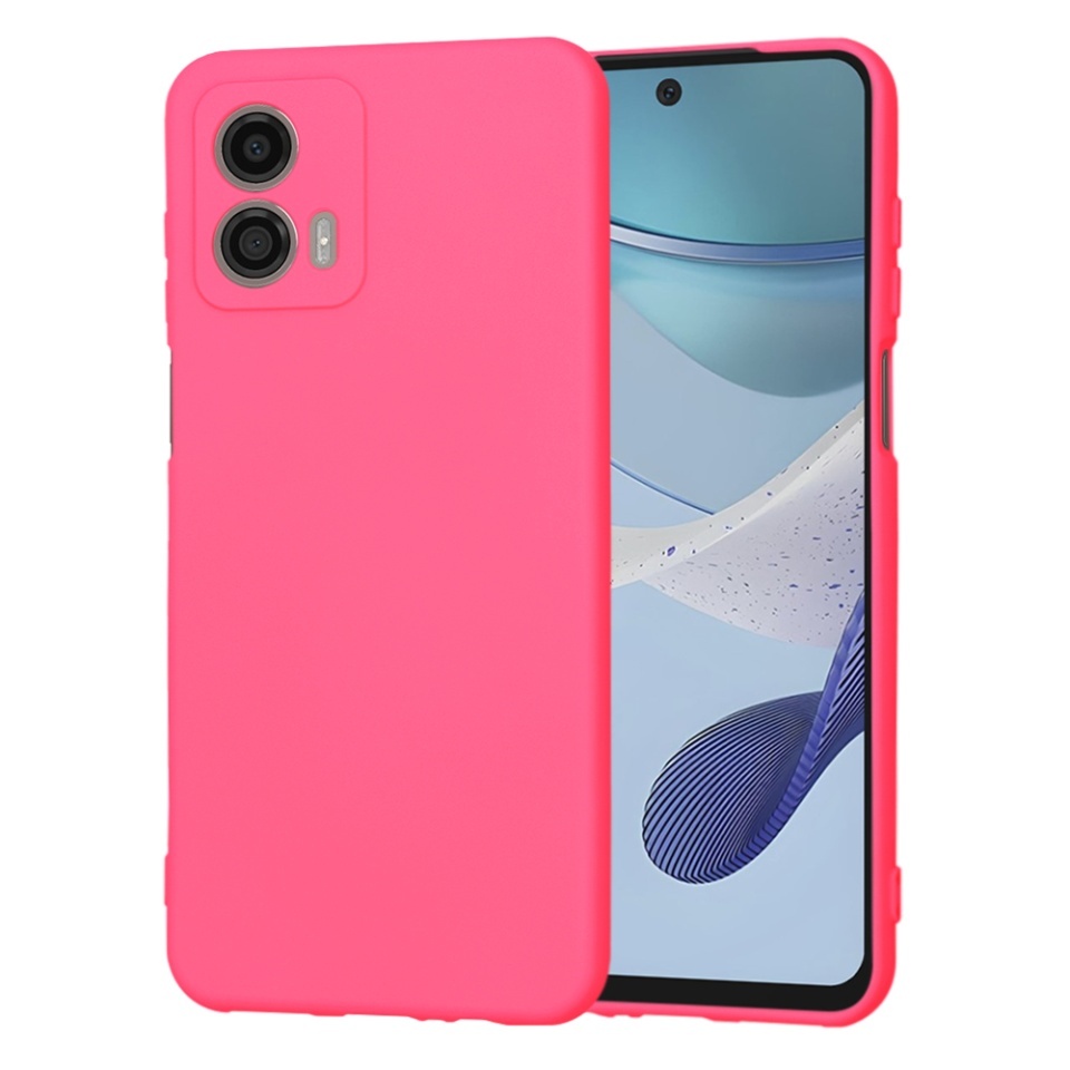 Husa pentru Motorola Moto G53, SKYDDAR INNOVATION, din Silicon Catifelat, SoftElegance, set cu sticker, Fucsia