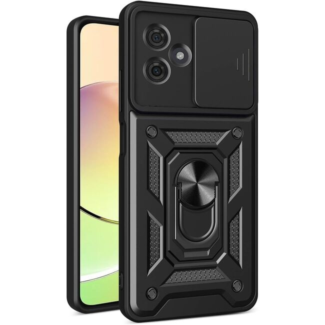 Husa pentru Motorola Moto G55 cu inel magnetic si protectie camera Skyddar CamShield - Negru - 1 | YEO