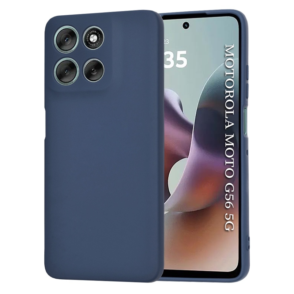 Husa pentru Motorola Moto G56, SKYDDAR INNOVATION, din Silicon Catifelat, SoftElegance, set cu sticker, Bleumarin
