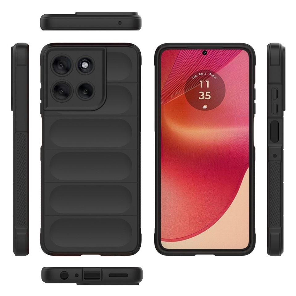 Husa pentru Motorola Moto G56, SKYDDAR INNOVATION, Magic Shield, din Silicon Mat, set cu sticker, Negru - 1 | YEO