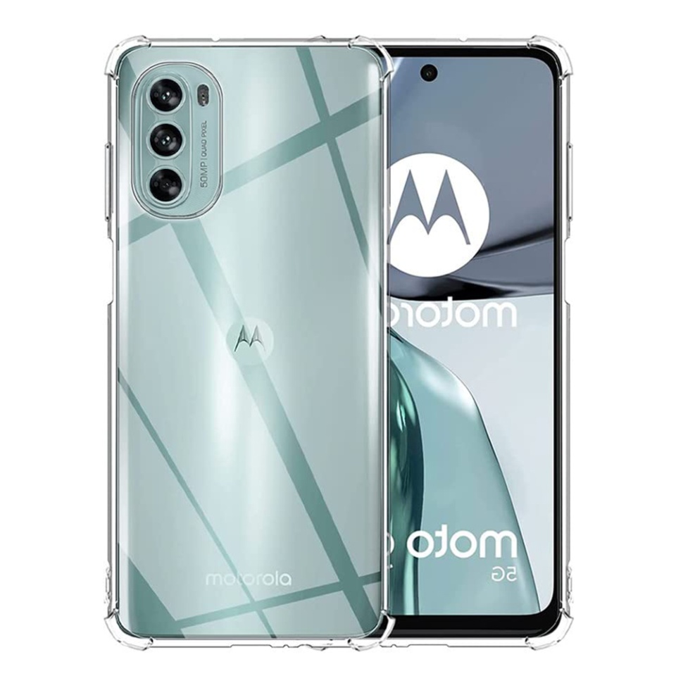 Husa pentru Motorola Moto G62 5G , SKYDDAR INNOVATION, Shockproof Clear din Silicon Slim, Transparenta, set cu sticker