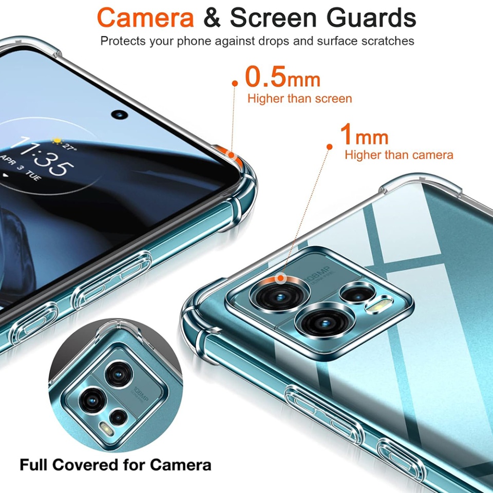 Husa pentru Motorola Moto G72 , SKYDDAR INNOVATION, Shockproof Clear din Silicon Slim, Transparenta, set cu sticker - 3 | YEO