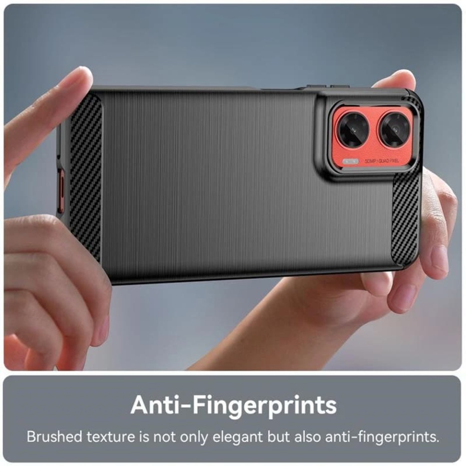 Husa pentru Motorola Moto G75, SKYDDAR INNOVATION, Carbon Silicone, din Silicon Slim, cu textura Fibra Carbon, set cu sticker, Negru - 2 | YEO