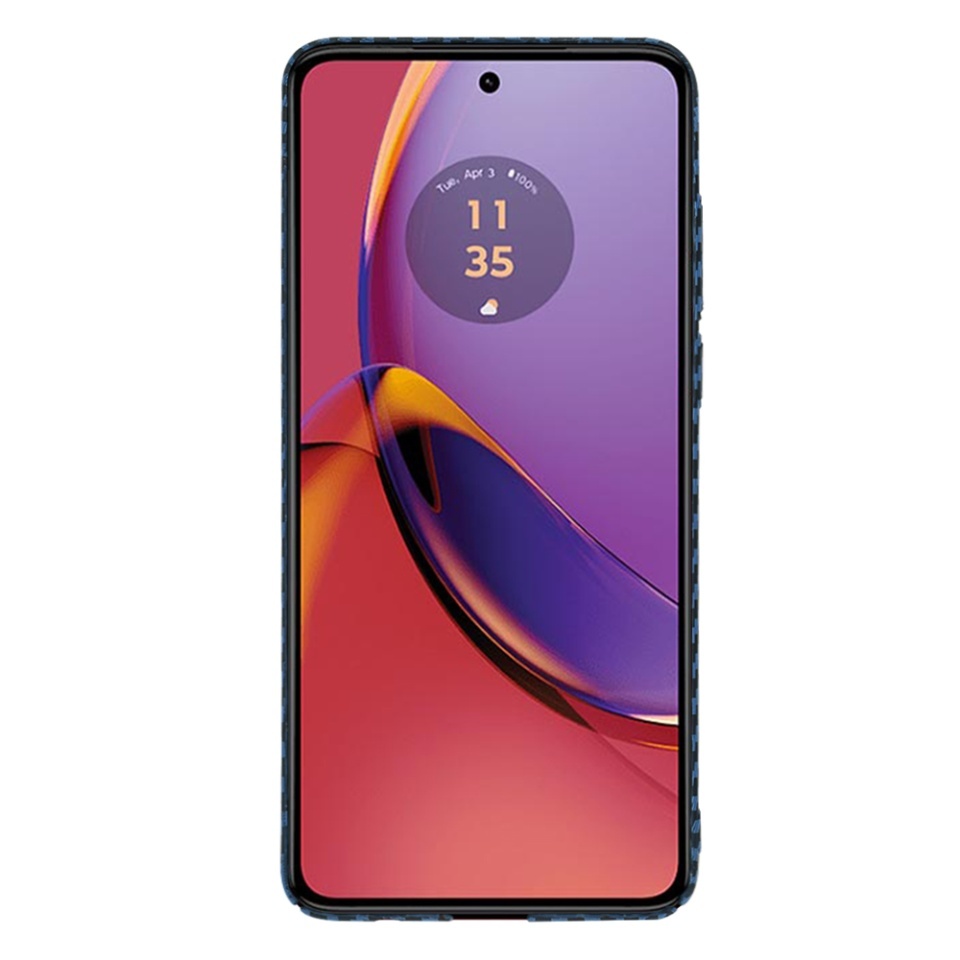 Husa pentru Motorola Moto G84, SKYDDAR INNOVATION, textura carbon, Carbonite FiberShell, set cu sticker, Cyan, - 1 | YEO