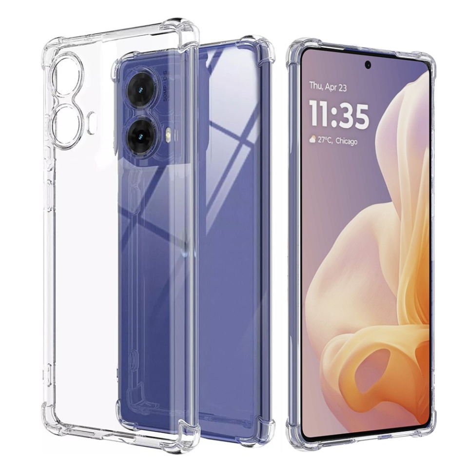 Husa pentru Motorola Moto G85 , SKYDDAR INNOVATION, Shockproof Clear din Silicon Slim, Transparenta, set cu sticker