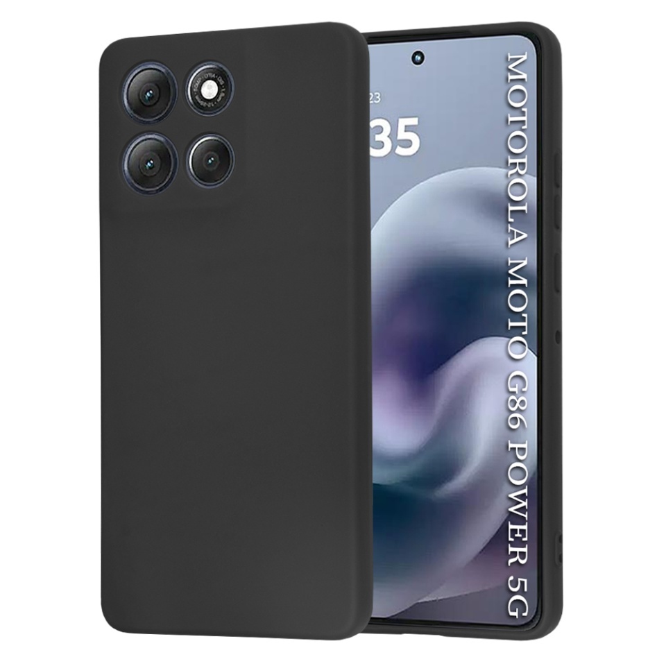 Husa pentru Motorola Moto G86 Power, SKYDDAR INNOVATION, din Silicon Catifelat, SoftElegance, set cu sticker, Negru
