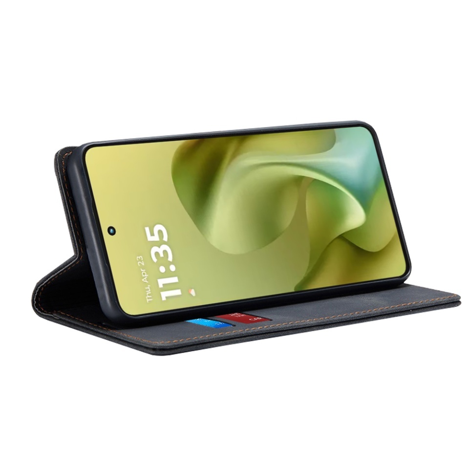 Husa pentru Motorola Moto G86, SKYDDAR INNOVATION, Confy Cover tip Carte din piele Eco Premium, cu Portofel Interior, set cu sticker, Negru - 1 | YEO