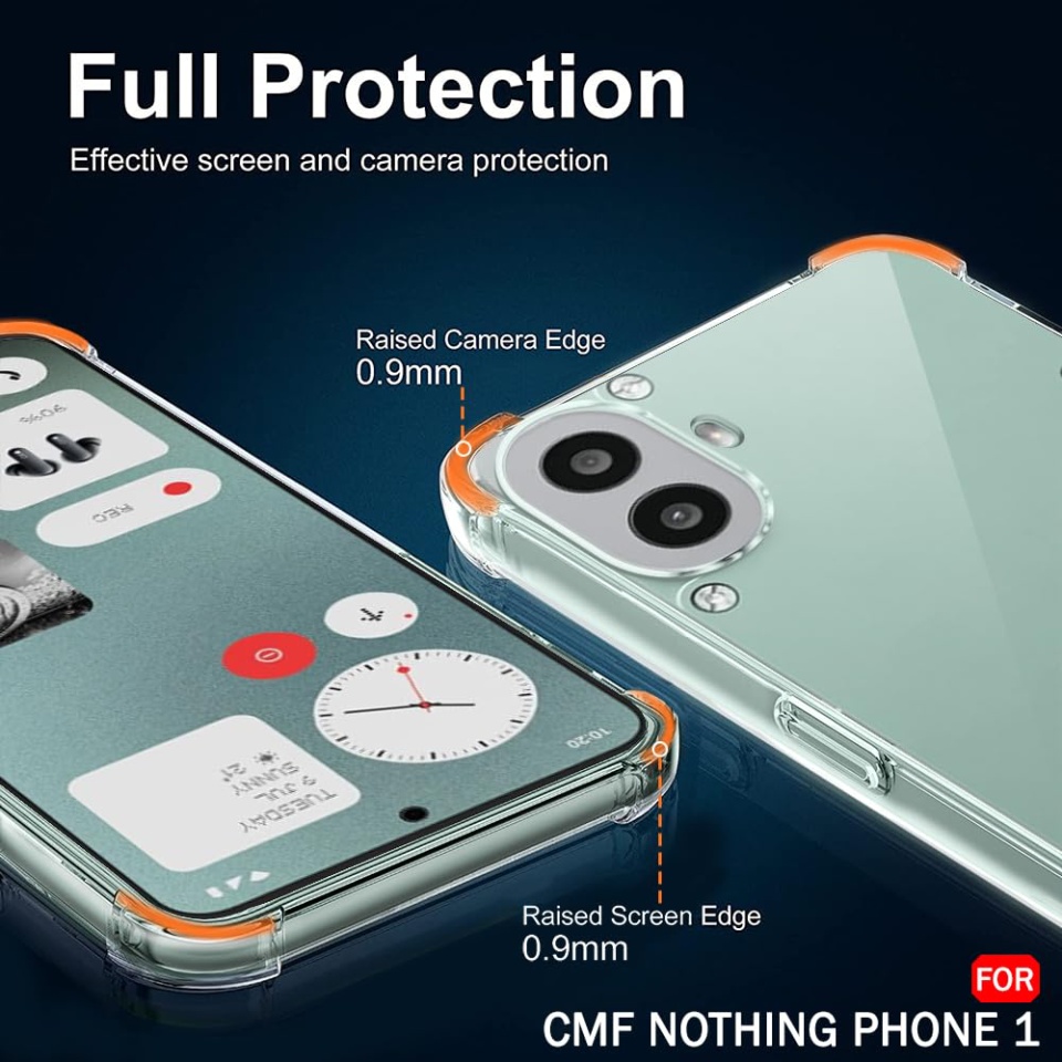Husa pentru Nothing CMF Phone 1 , SKYDDAR INNOVATION, Shockproof Clear din Silicon Slim, Transparenta, set cu sticker - 3 | YEO