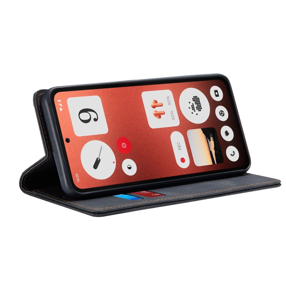 Husa pentru Nothing CMF Phone 1, SKYDDAR INNOVATION, Soft Wallet, tip Carte din piele Eco Premium, cu Portofel Interior, Negru, set cu sticker - 1 | YEO