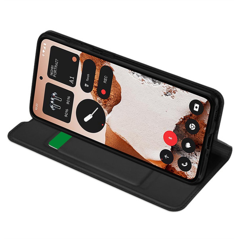 Husa pentru Nothing CMF Phone 2 Pro, SKYDDAR INNOVATION, Magskin Book, tip Carte cu Portofel Interior, set cu sticker, Negru - 1 | YEO