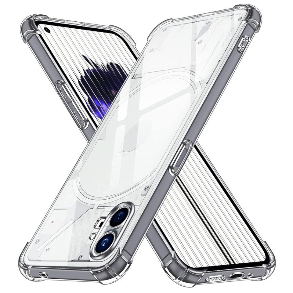 Husa pentru Nothing Phone (1) , SKYDDAR INNOVATION, Shockproof Clear din Silicon Slim, Transparenta, set cu sticker