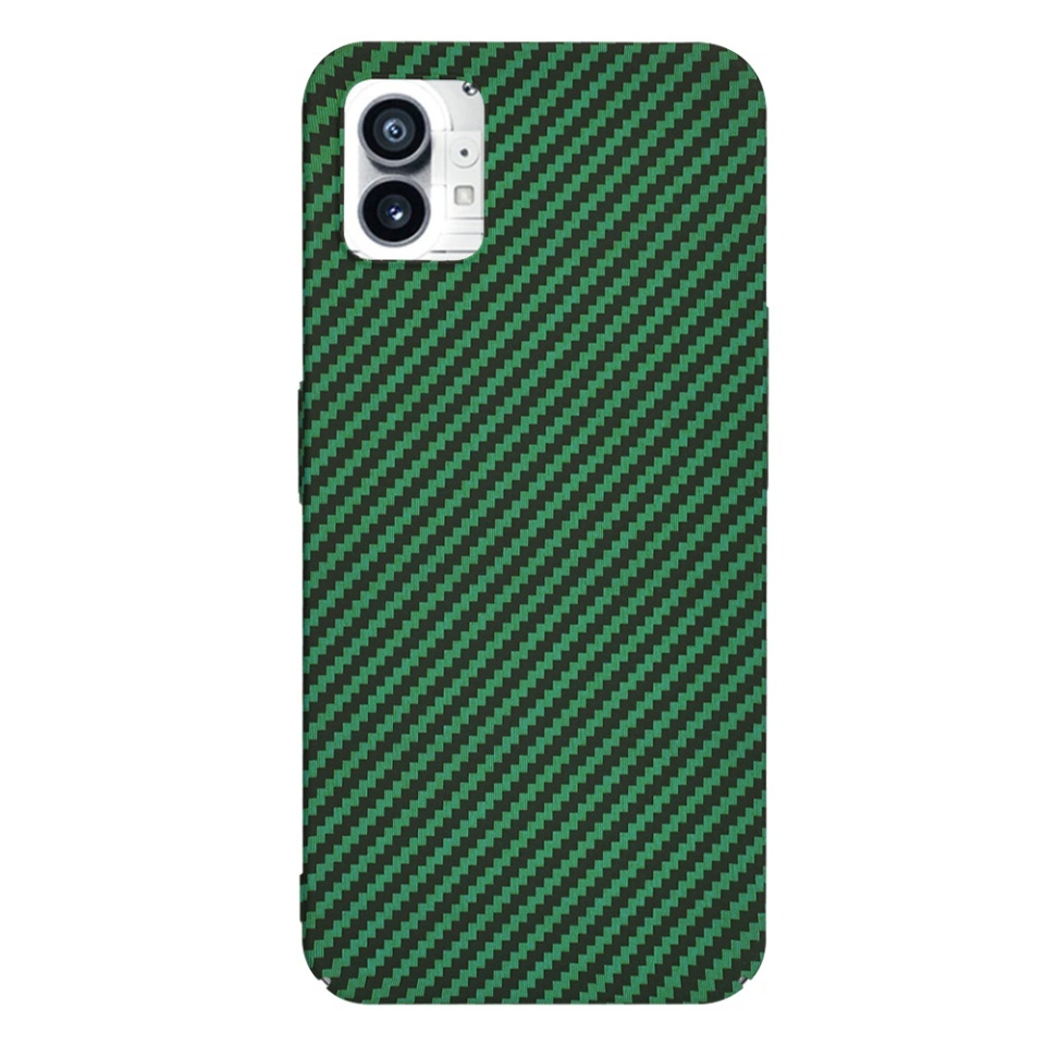 Husa pentru Nothing Phone (1), SKYDDAR INNOVATION, textura carbon, Carbonite FiberShell, set cu sticker, Verde, - 2 | YEO