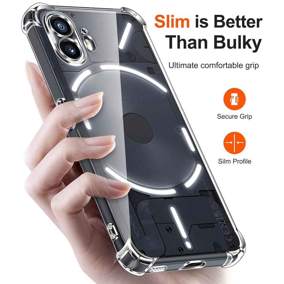 Husa pentru Nothing Phone (2) , SKYDDAR INNOVATION, Shockproof Clear din Silicon Slim, Transparenta, set cu sticker - 1 | YEO