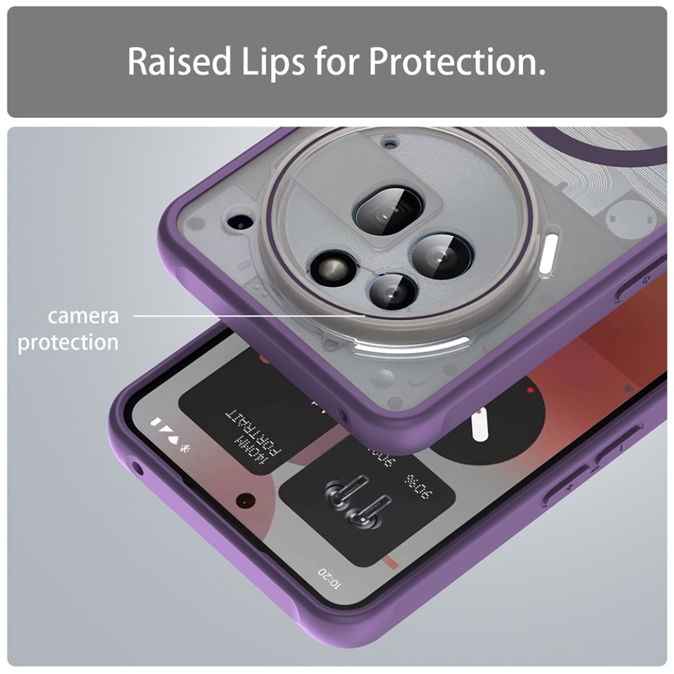 Husa pentru Nothing Phone (3a) Pro, SKYDDAR INNOVATION, HaloFrost MagSafe II, Antisoc, set cu sticker, Mov - 3 | YEO