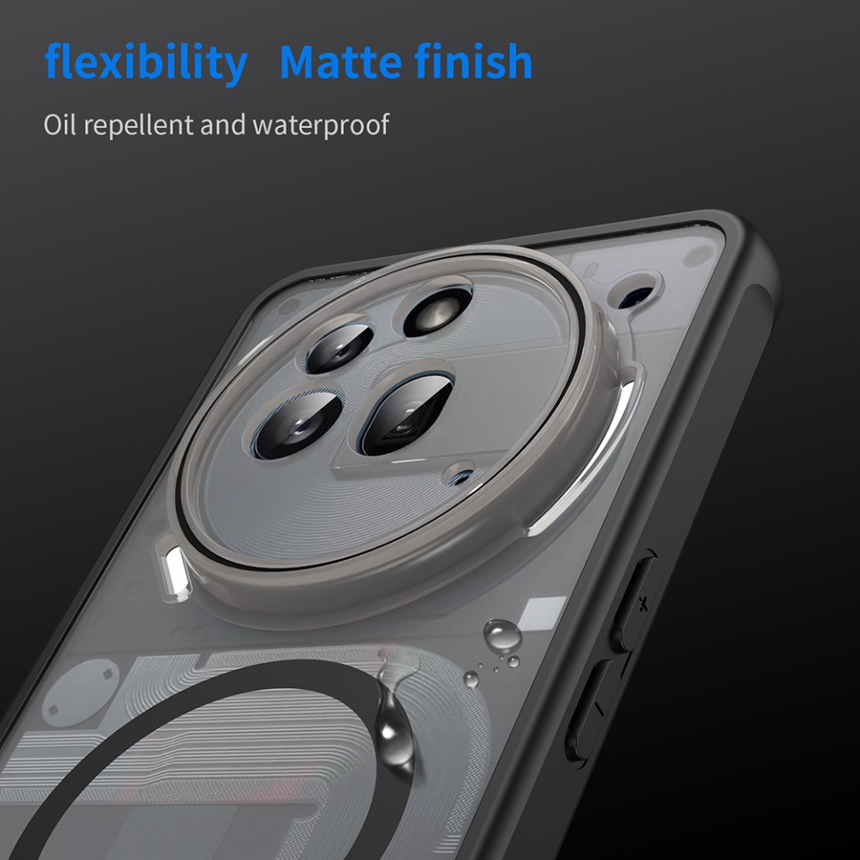 Husa pentru Nothing Phone (3a) Pro, SKYDDAR INNOVATION, HaloFrost MagSafe II, Antisoc, set cu sticker, Negru - 6