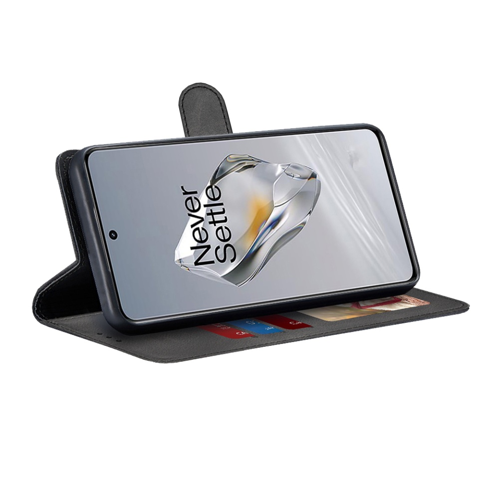 Husa pentru OnePlus 12, SKYDDAR INNOVATION, Diary Book, tip carte, cu Portofel Interior, Antisoc, Negru, set cu sticker - 1 | YEO