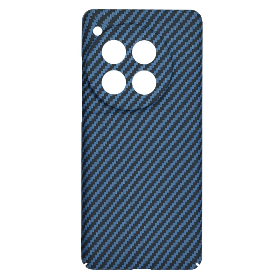 Husa pentru OnePlus 12, SKYDDAR INNOVATION, textura carbon, Carbonite FiberShell, set cu sticker, Cyan, - 3 | YEO