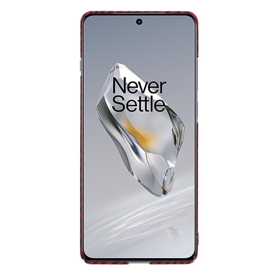 Husa pentru OnePlus 12, SKYDDAR INNOVATION, textura carbon, Carbonite FiberShell, set cu sticker, Rosu, - 1 | YEO