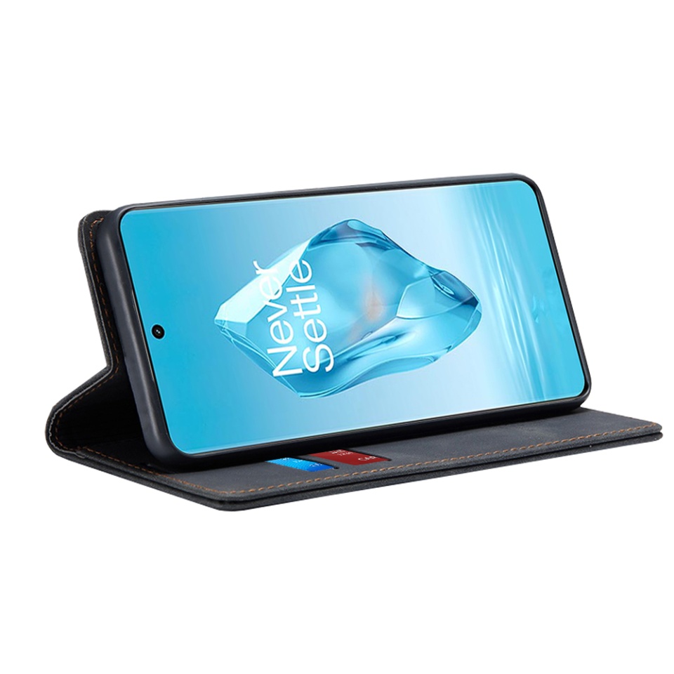 Husa pentru OnePlus 12R, SKYDDAR INNOVATION, Soft Wallet, tip Carte din piele Eco Premium, cu Portofel Interior, Negru, set cu sticker - 1 | YEO