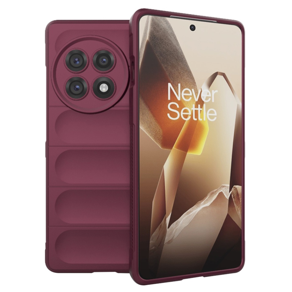Husa pentru OnePlus 13R, SKYDDAR INNOVATION, Vogue din Silicon Mat, set cu sticker, Bordo