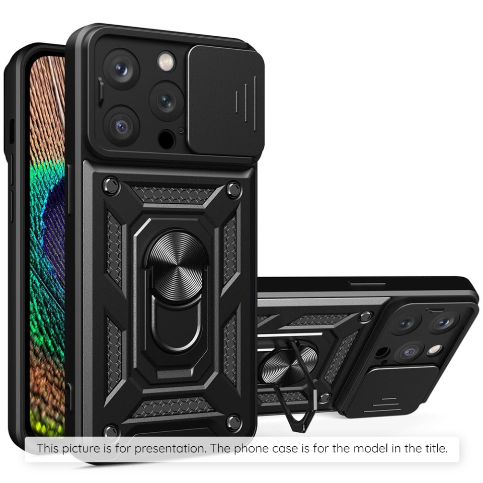 Husa pentru OnePlus 13T, SKYDDAR INNOVATION, CamShield, Inel magnetic, set cu sticker, Negru