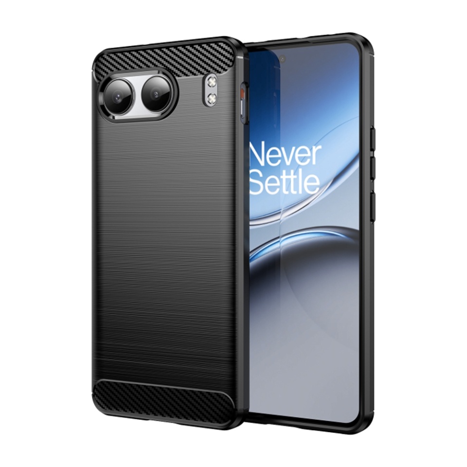 Husa pentru OnePlus Nord 4 din Silicon Premium, Slim, cu textura Fibra Carbon - Negru
