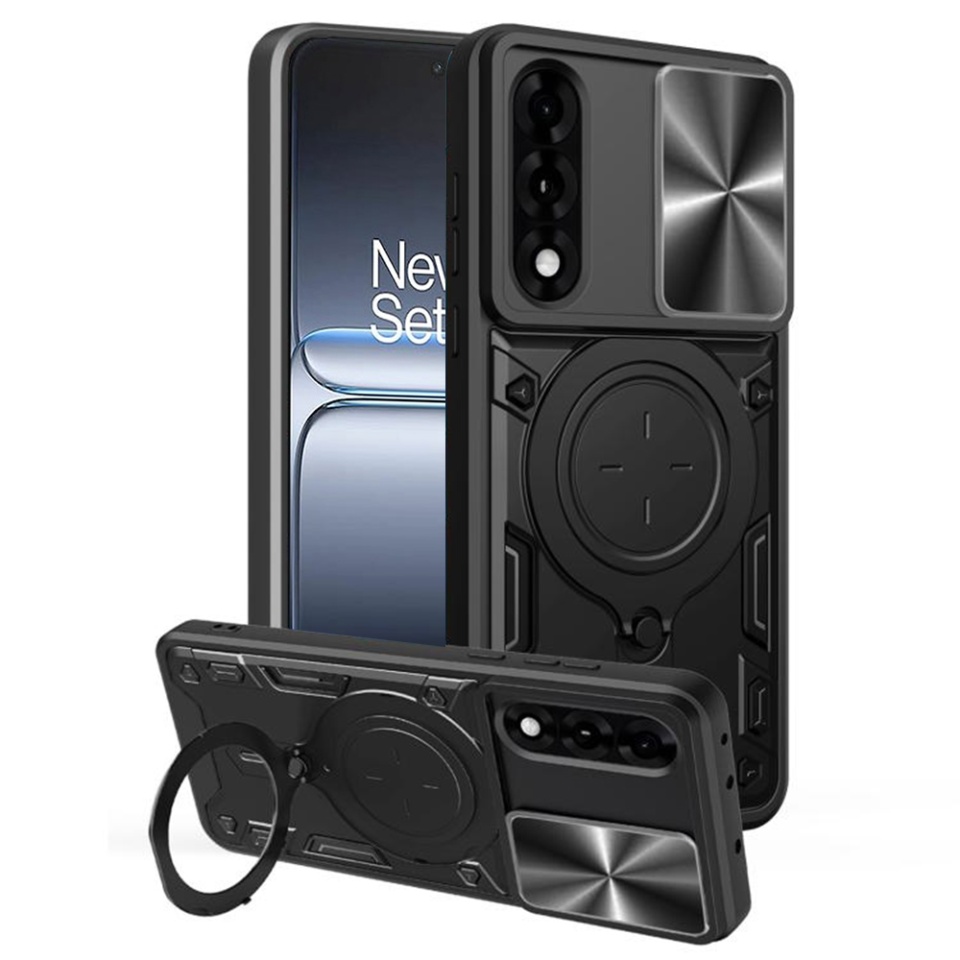 Husa pentru OnePlus Nord 5, SKYDDAR INNOVATION, CamGuard Pro, Inel Magnetic, Protectie Camera, set cu sticker, Negru