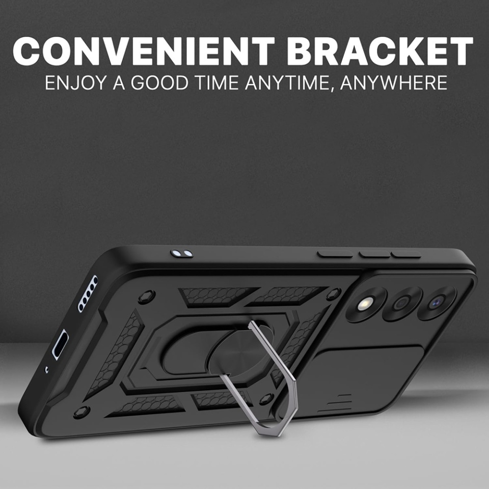 Husa pentru OnePlus Nord 5, SKYDDAR INNOVATION, CamShield, Inel magnetic, set cu sticker, Negru - 1 | YEO