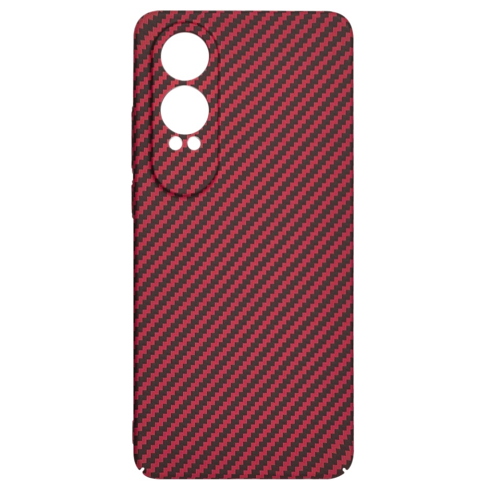Husa pentru OnePlus Nord CE4 Lite, SKYDDAR INNOVATION, textura carbon, Carbonite FiberShell, set cu sticker, Rosu, - 3 | YEO