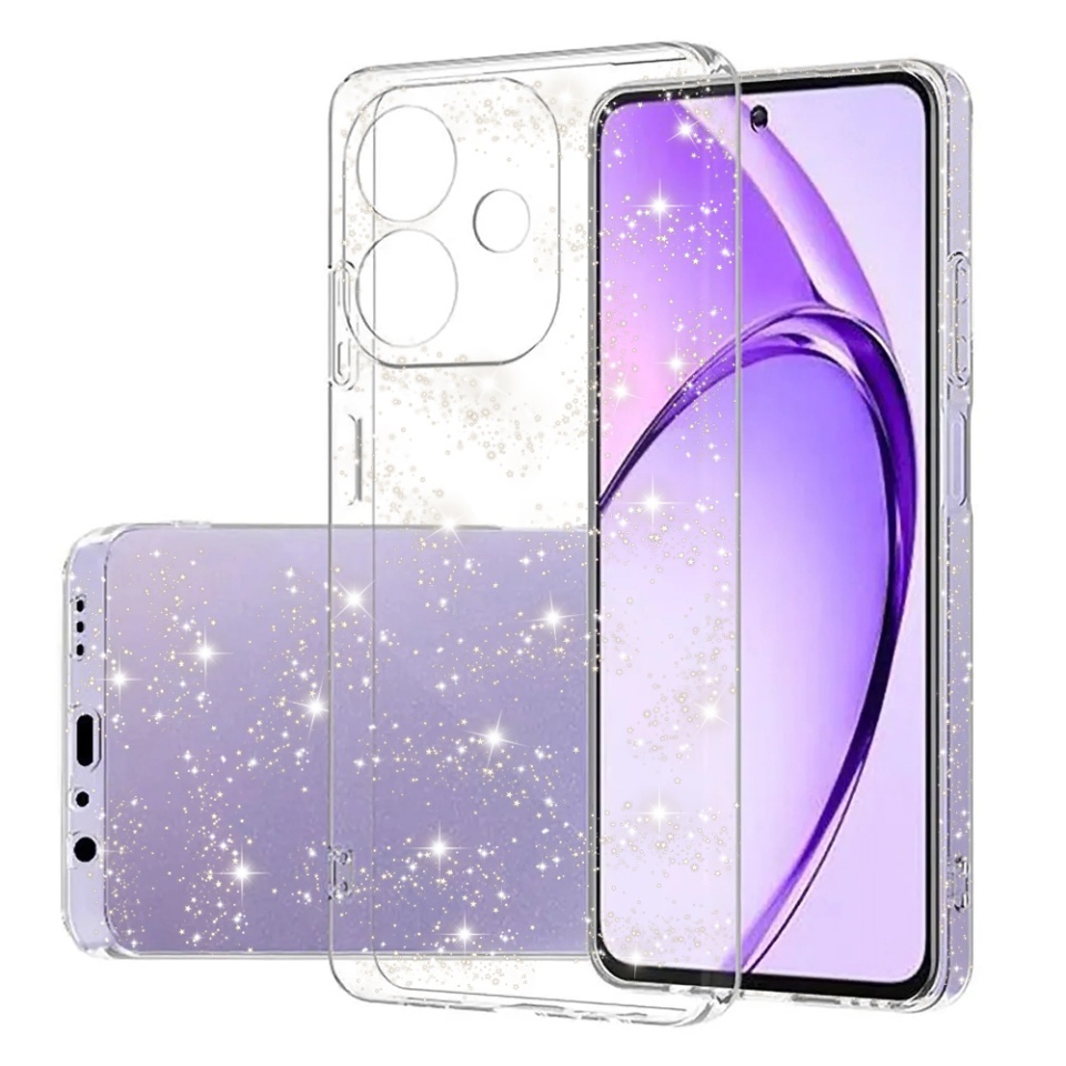 Husa pentru Oppo A40 4G / A60 5G, SKYDDAR INNOVATION, SparkleSkin din Silicon TPU cu Sclipici, Design Elegant, set cu sticker, Transparenta
