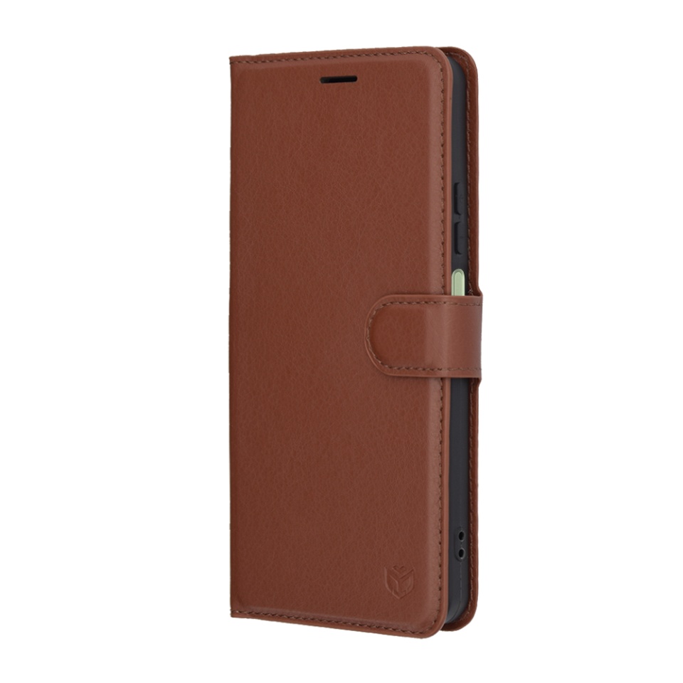 Husa pentru Oppo A5 Pro 5G / A5 Pro 4G, SKYDDAR INNOVATION, Leather Folio, tip Carte, cu Portofel Interior, Finisaje Premium, Maro, set cu sticker - 3 | YEO