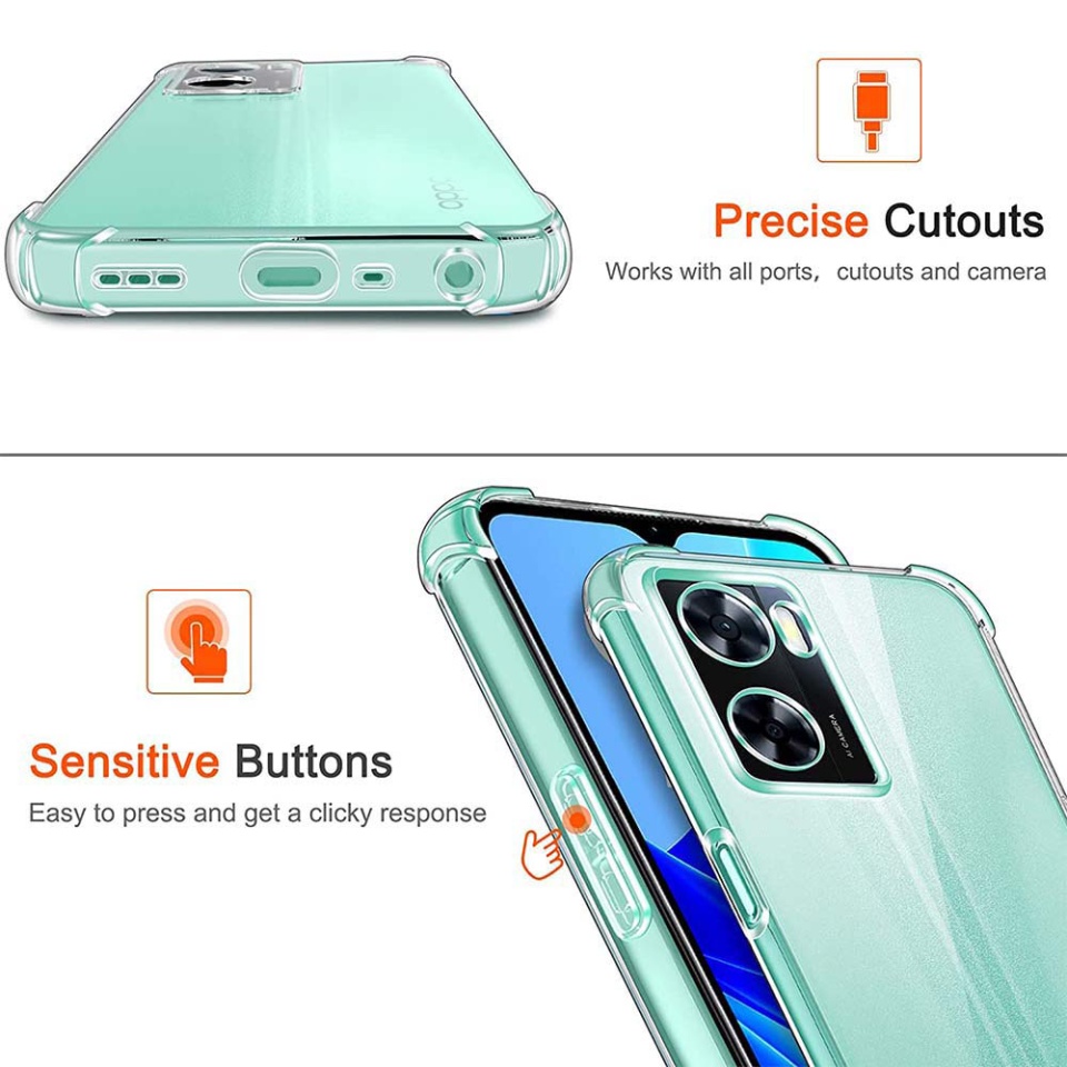 Husa pentru Oppo A57 4G / A57s / OnePlus Nord N20 SE , SKYDDAR INNOVATION, Shockproof Clear din Silicon Slim, Transparenta, set cu sticker - 3 | YEO