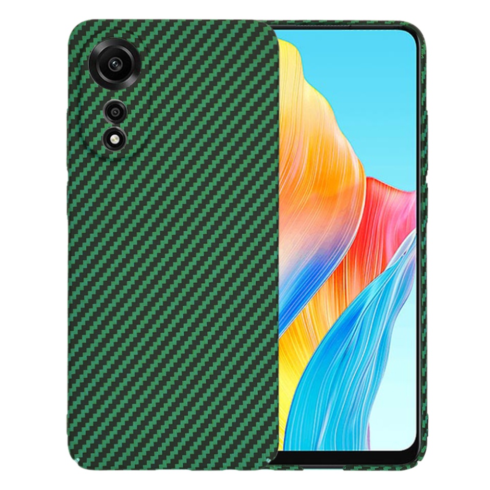 Husa pentru Oppo A78 4G, Finisaj Premium cu Textura de Carbon, Design Elegant, SKDR CarbonFlex - Verde