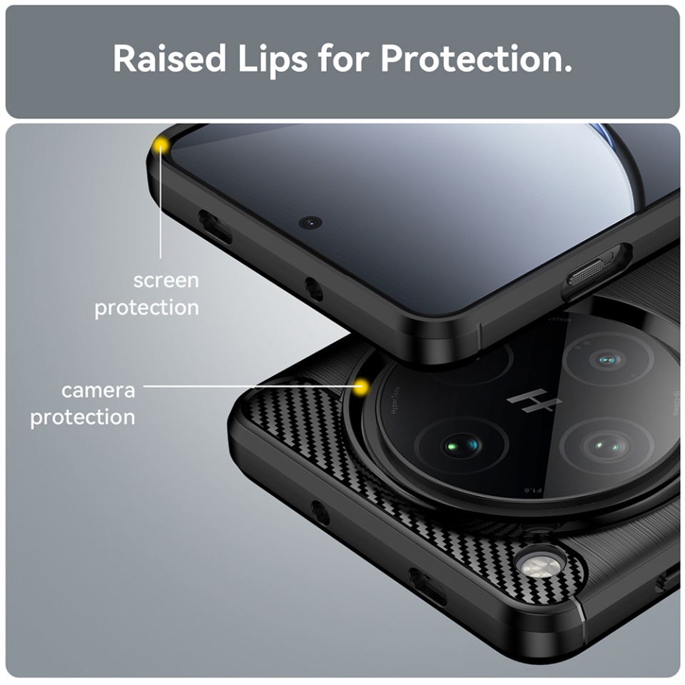 Husa pentru Oppo Find X8 Pro din Silicon Premium, Slim, cu textura Fibra Carbon - Negru - 2 | YEO