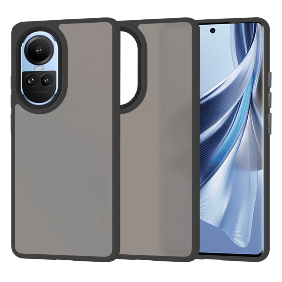 Husa pentru Oppo Reno10 / Reno10 Pro, ce Absoarbe Cele mai Aspre Socuri, Skyddar Frosted - Negru