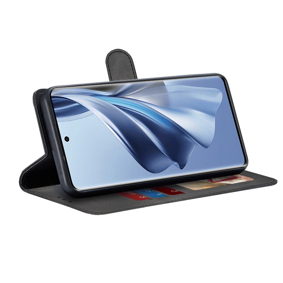 Husa pentru Oppo Reno10 / Reno10 Pro, SKYDDAR INNOVATION, Diary Book, tip carte, cu Portofel Interior, Antisoc, Negru, set cu sticker - 1 | YEO