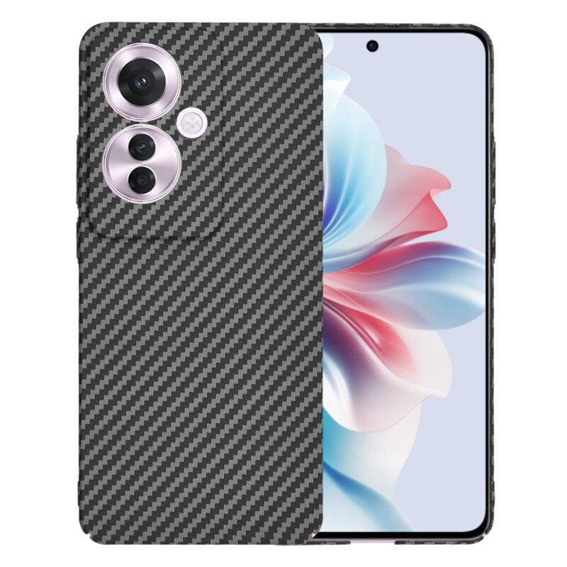 Husa pentru Oppo Reno11 F, Finisaj Premium cu Textura de Carbon, Design Elegant, SKDR CarbonFlex - Negru