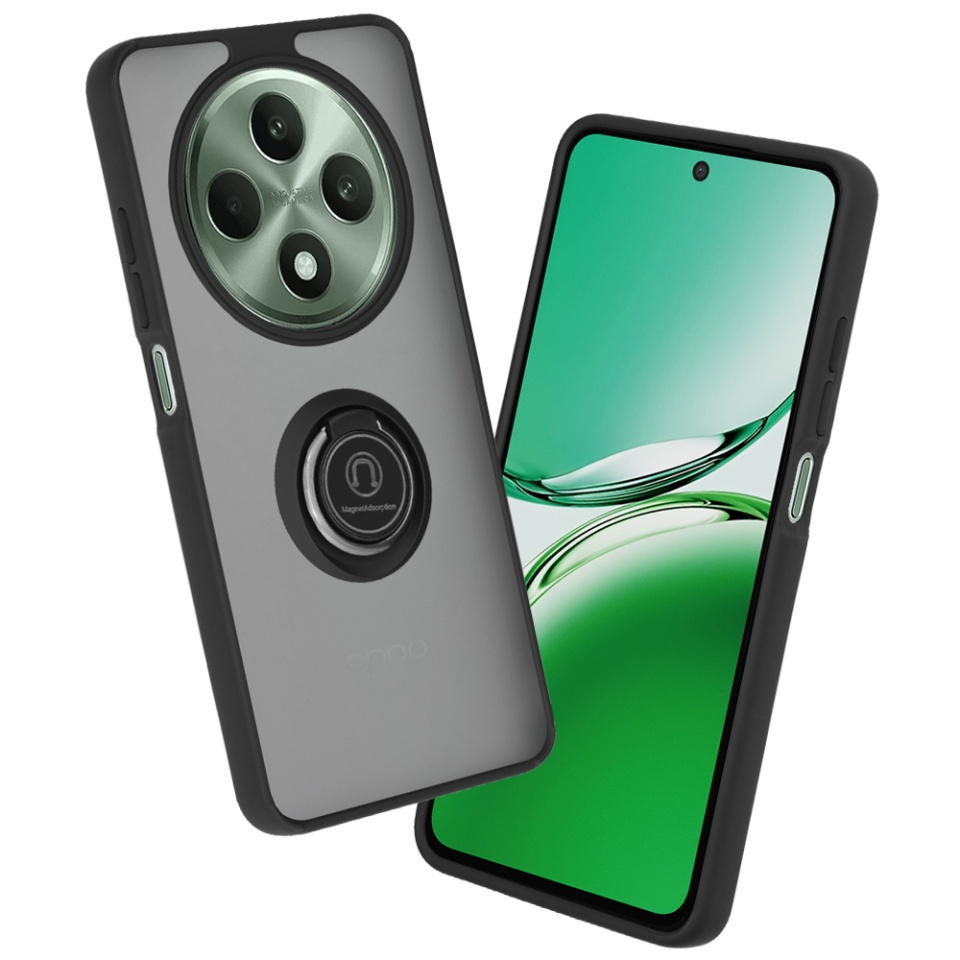 Husa pentru Oppo Reno12 F 5G / Reno12 FS / Reno12 F 4G SKYDDAR Glinth+ cu Inel Rotativ 360°, Compatibilitate Magnetica, Absorbtie Socuri, Design Subtire si Elegant - Negru