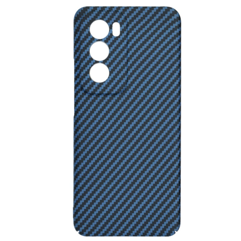 Husa pentru Oppo Reno12, Finisaj Premium cu Textura de Carbon, Design Elegant, SKDR CarbonFlex - Cyan - 3 | YEO