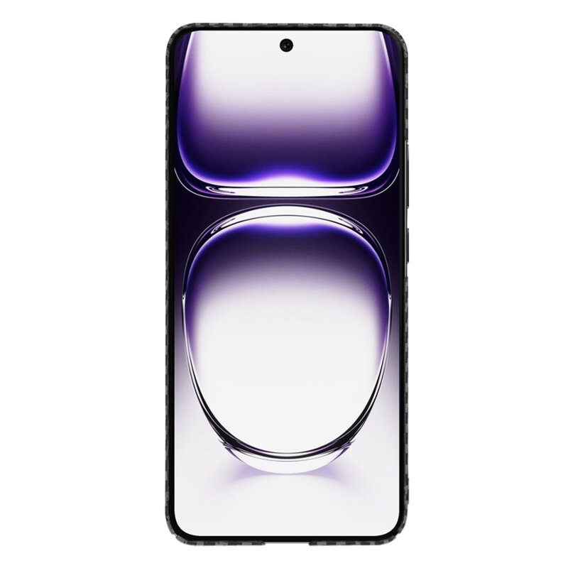 Husa pentru Oppo Reno12, Finisaj Premium cu Textura de Carbon, Design Elegant, SKDR CarbonFlex - Negru - 1 | YEO