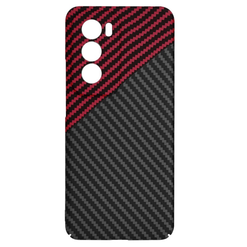 Husa pentru Oppo Reno12, Finisaj Premium cu Textura de Carbon, Design Elegant, SKDR CarbonFlex - Rosu inchis - 3 | YEO