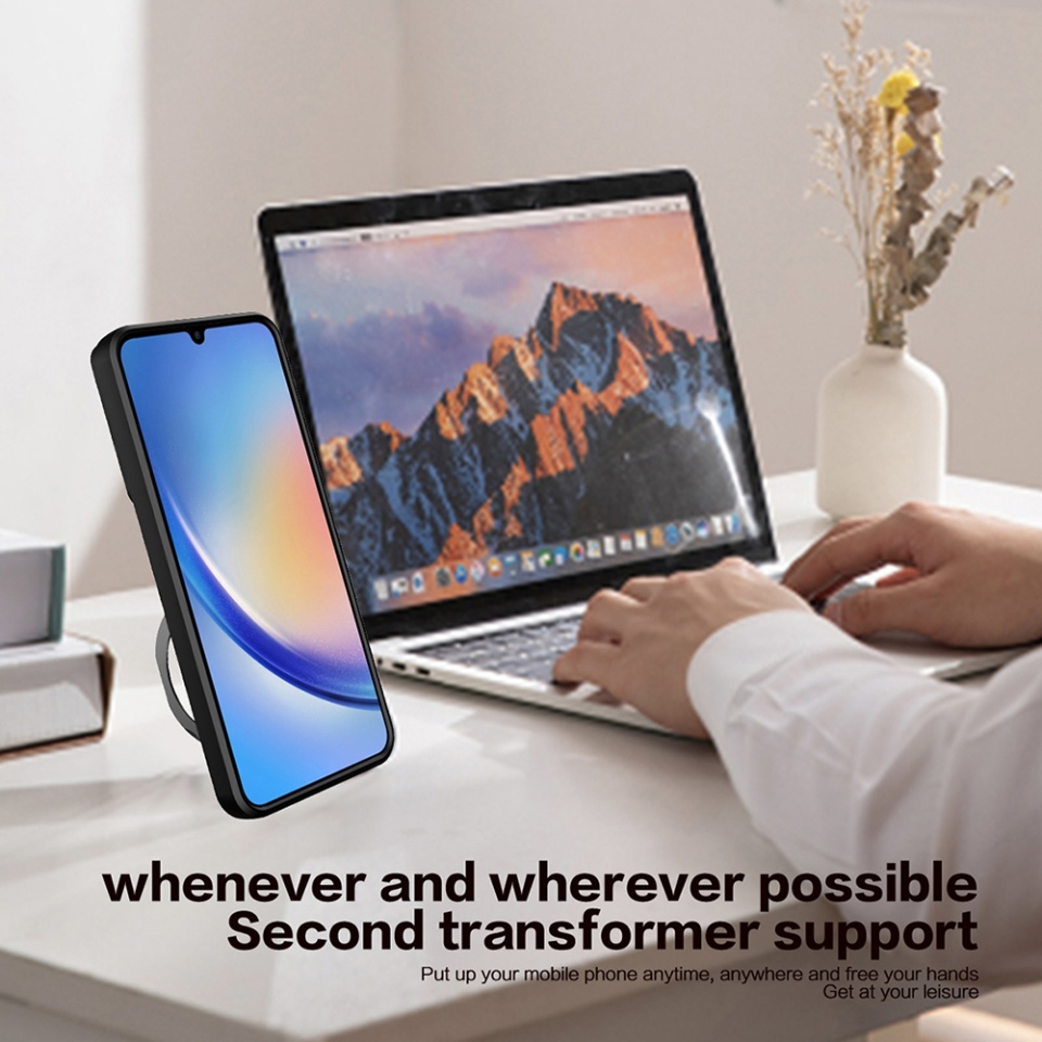Husa pentru Oppo Reno12 Pro, cu inel magnetic si suport ajustabil, protectie completa camera, SKDR SafeCover - Negru - 3 | YEO