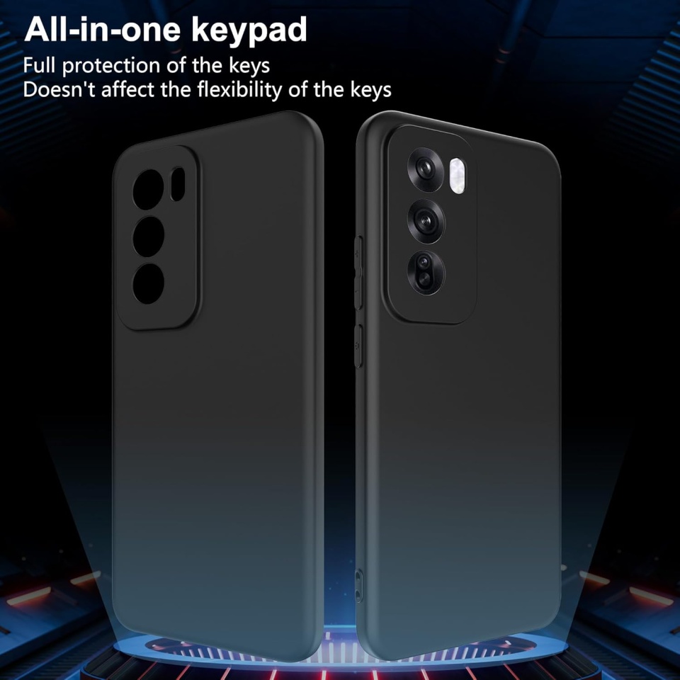 Husa pentru Oppo Reno12 Pro din Silicon Catifelat, Protectie Premium, Skyddar SoftElegance - Negru - 2 | YEO