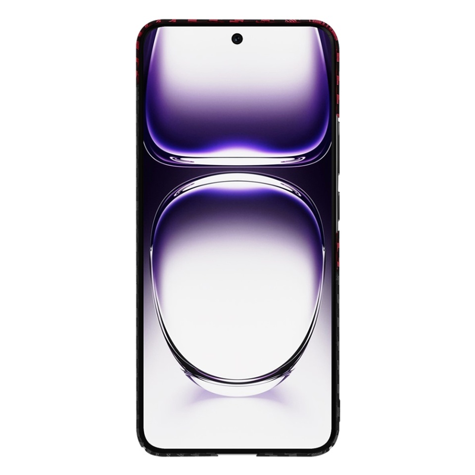 Husa pentru Oppo Reno12, SKYDDAR INNOVATION, textura carbon, Carbonite FiberShell, set cu sticker, Rosu inchis, - 1 | YEO