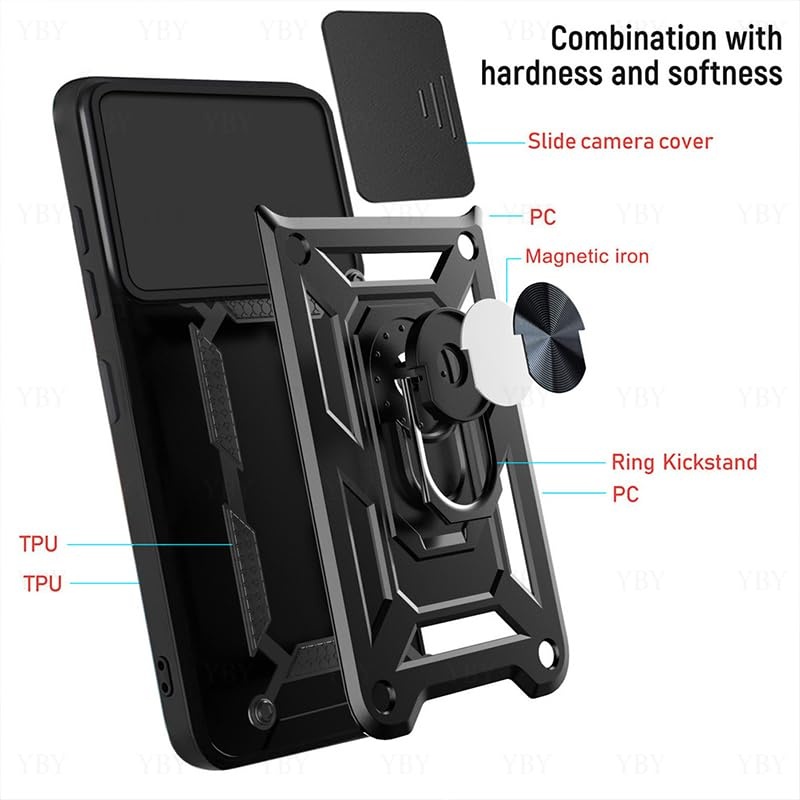 Husa pentru Oppo Reno13 Pro cu inel magnetic si protectie camera CamShield cu sticker - Negru - 1 | YEO