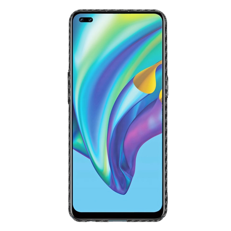 Husa pentru Oppo Reno4 Lite, SKYDDAR INNOVATION, textura carbon, Carbonite FiberShell, set cu sticker, Negru, - 1 | YEO
