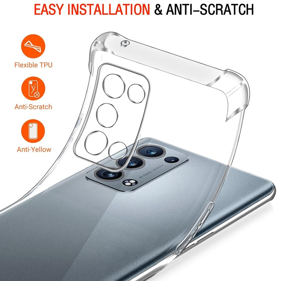 Husa pentru Oppo Reno6 Pro 5G (Snapdragon) , SKYDDAR INNOVATION, Shockproof Clear din Silicon Slim, Transparenta, set cu sticker - 1 | YEO