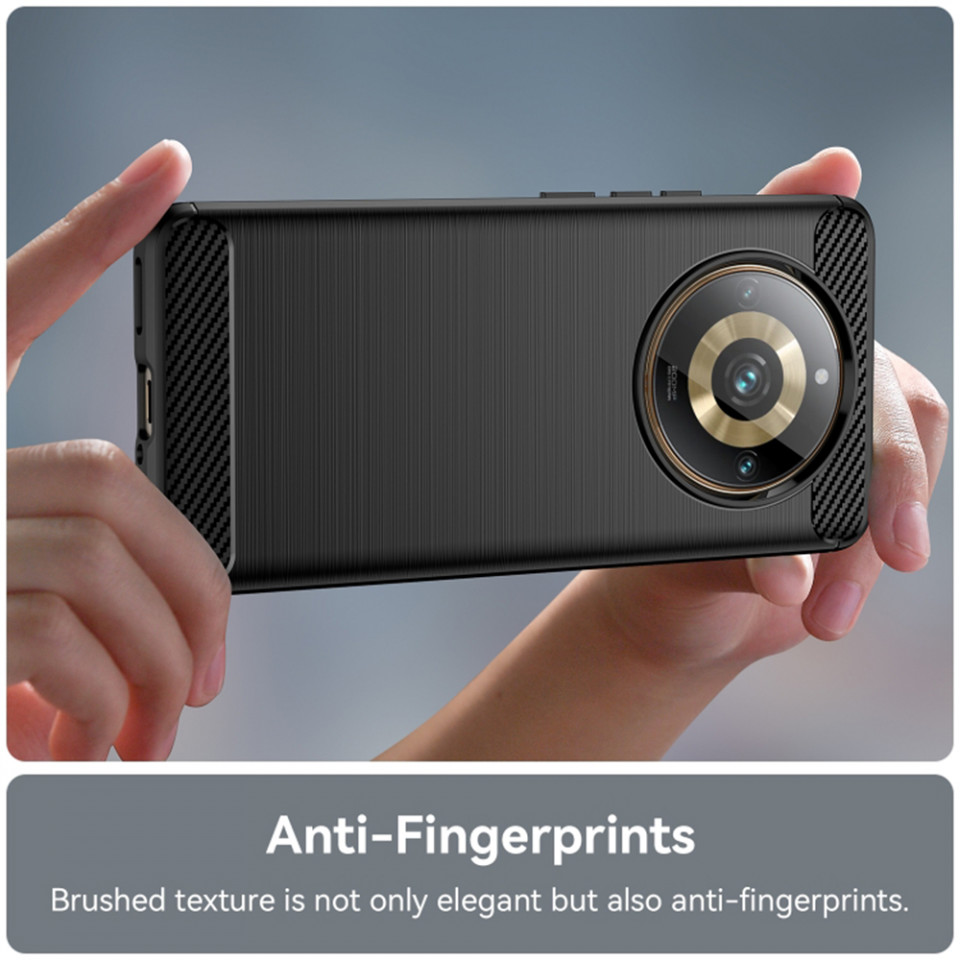 Husa pentru Realme 11 Pro / 11 Pro+ din silicon, Slim, cu textura Fibra Carbon - Negru - 2 | YEO
