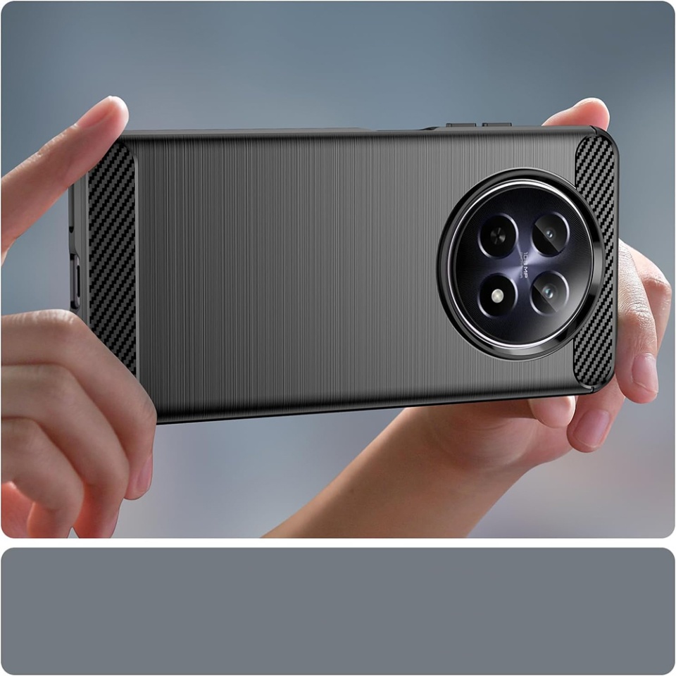 Husa pentru Realme 12 din Silicon Premium, Slim, cu textura Fibra Carbon - Albastru - 2 | YEO